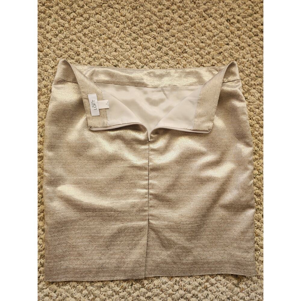 Ann Taylor LOFT Womens Size 8 Dazzling Gold Lined Pencil Skirt Festive - Picture 3 of 8